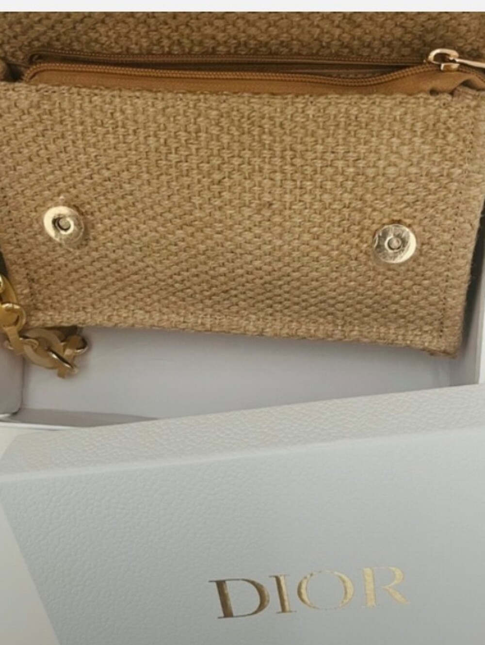 Dior-Raffia Logo Handbag With Resin Chain Strap In Box 🤎 - Picture 4 of 5